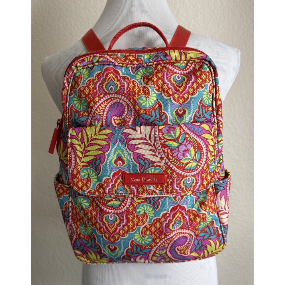 Vera Bradley Paisley In Paradise Lighten Up Backpack Canvas Boho Colorful Spring - Picture 3 of 9